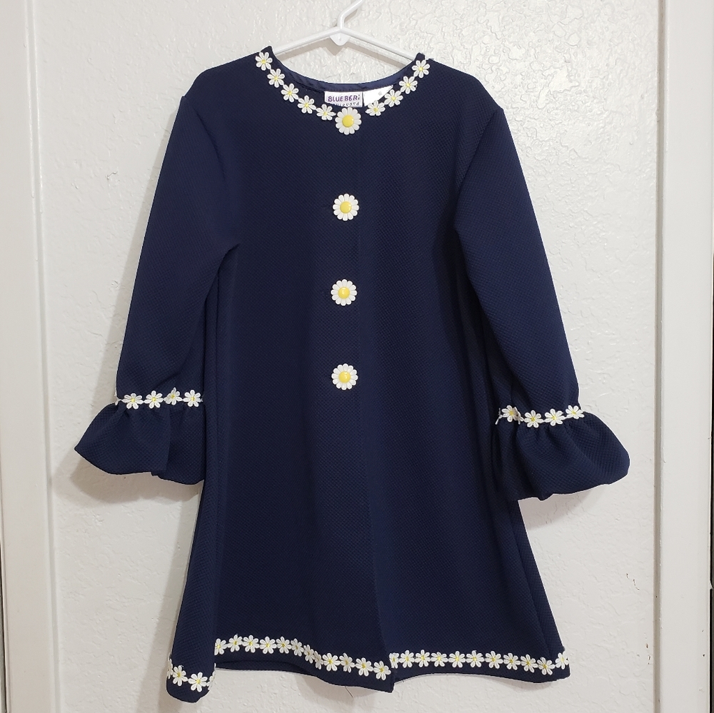 Blueberi Boulevard Daisy Navy White Polyester Coat Girl's Size 6